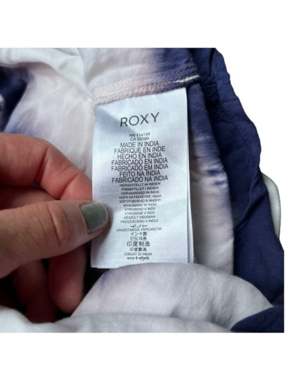 Roxy Blue White Tie Dye High Low Tank Dress Boho Beach Cover Up - Picture 5 of 12